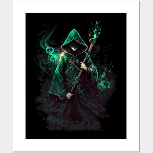 Dark Wizard in Green Robes Posters and Art